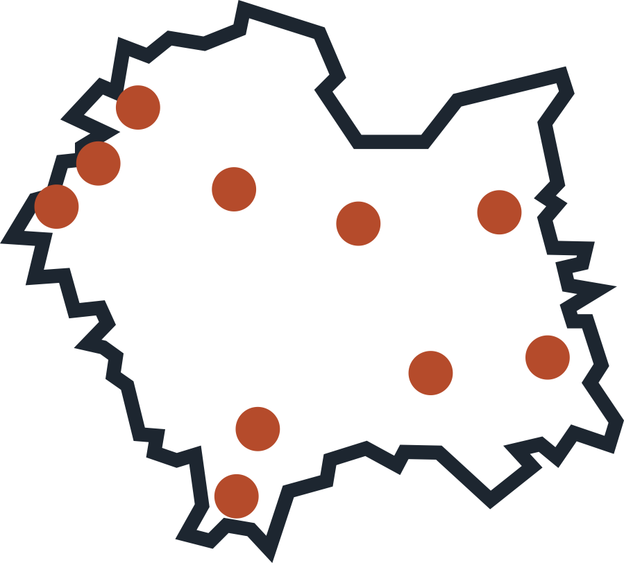 Mapa działaności detektyw Warmix województwo Małopolskie