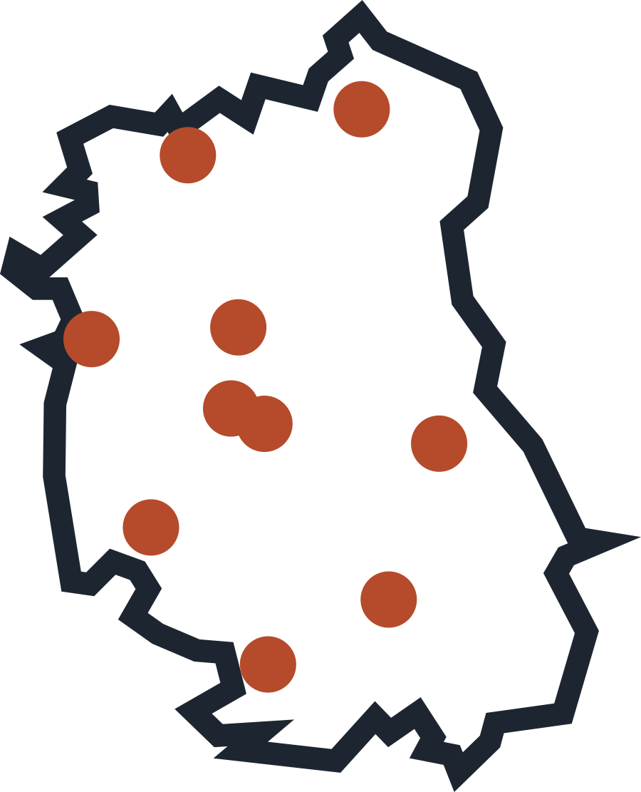 Mapa działaności detektyw Warmix województwo Lubelskie